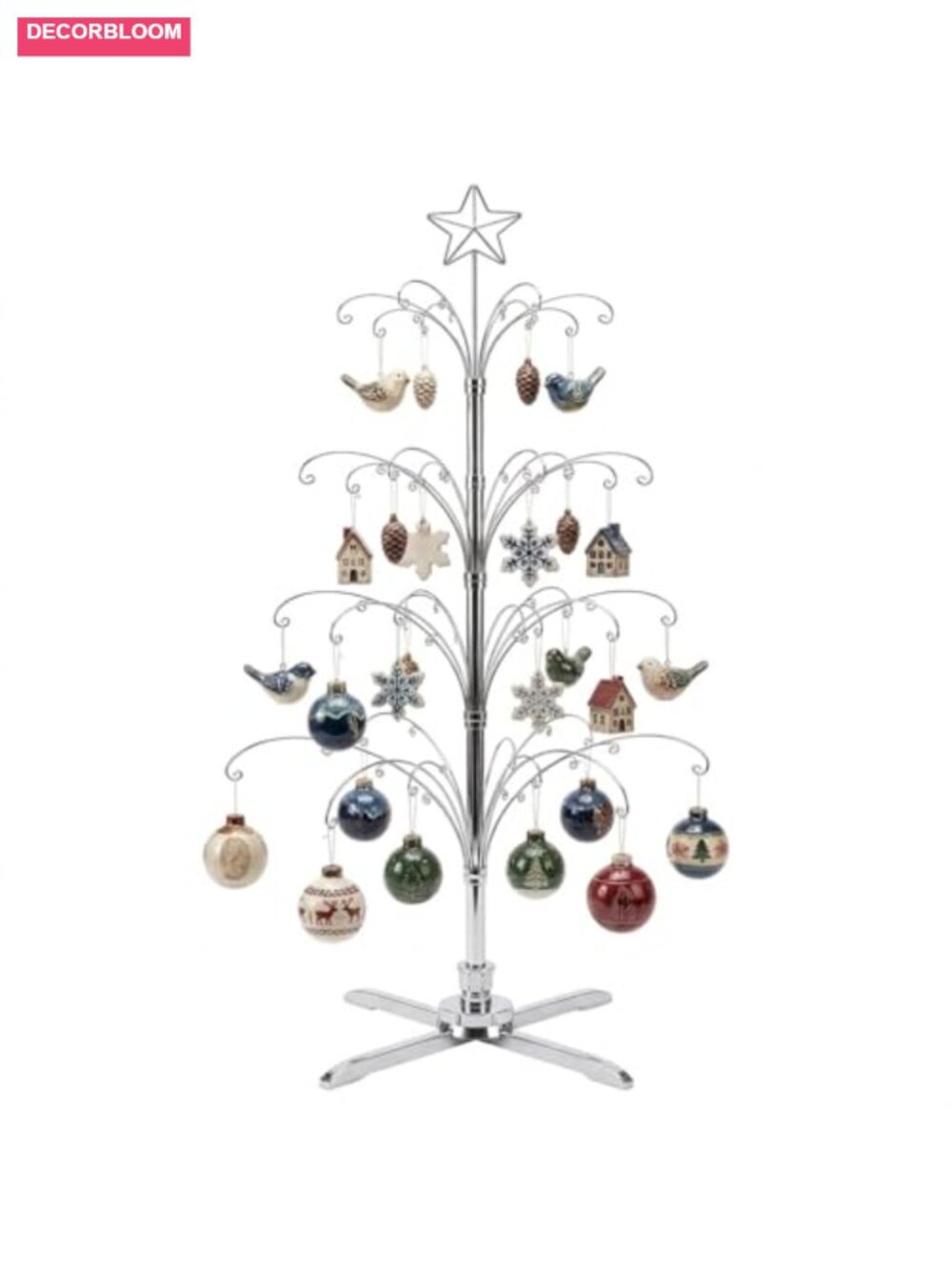 74" Rotating Ornament Display Tree Metal Hanging Hook Stand